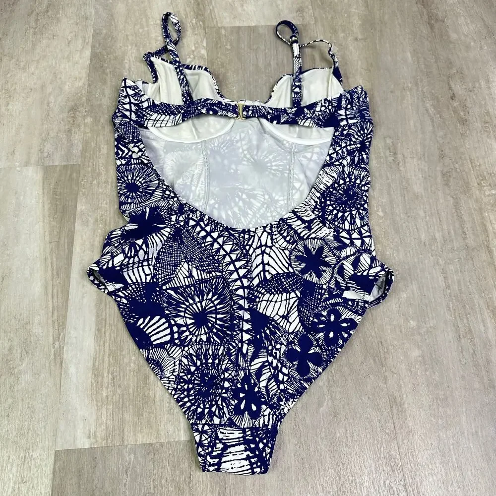 Tory Burch Baltic Sea Dream Catcher Underwire One Piece Swimsuit Size Large